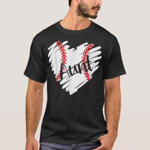 Camiseta Tia de Beisebol Coração Bola Engraçado Orgulhosa T