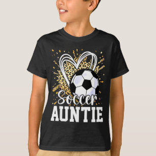 Camiseta Tia de futebol coração de leopardo 