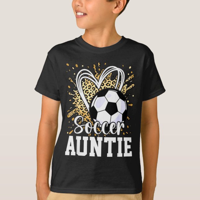 Camiseta Tia de futebol coração de leopardo  (Frente)
