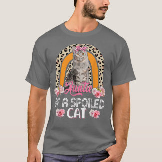 Camiseta Tia De Uma Flor De Gato Malhado De Flores De Gato