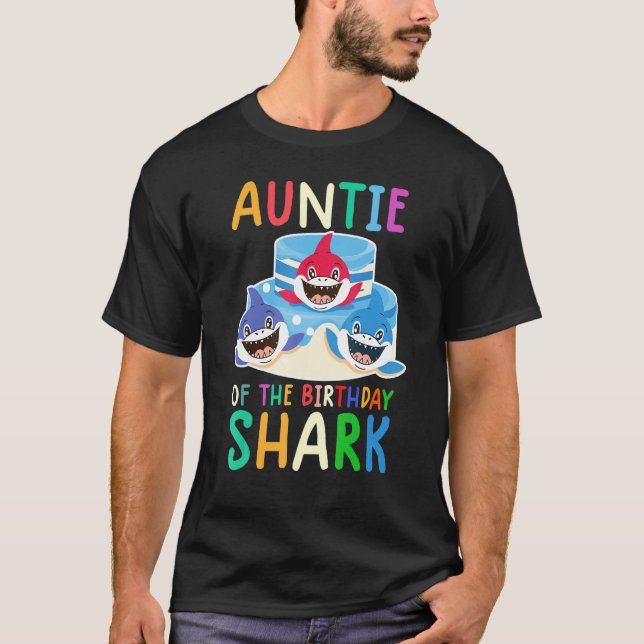 Camiseta Tia Do Aniversário Da Família Birthday Shark Birth (Frente)