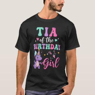 Camiseta Tia Do Aniversário Para A Festa T-Rex Do Dinossaur