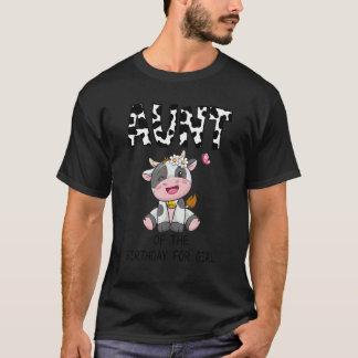 Camiseta Tia Do Aniversário Para Fazenda De Vaca Menina