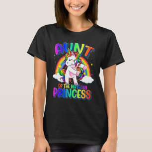 Camiseta Tia Do Aniversário Princesa Flageando Unicorn Bir