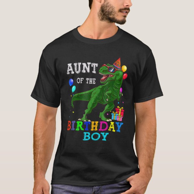 Camiseta Tia Do Aniversário Rex Rawr Dinosaur Birthda (Frente)