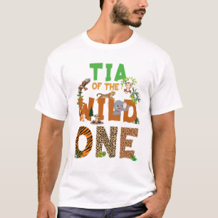 Camiseta Tia Do Aniversário Wild One Safari Birthday Boy F
