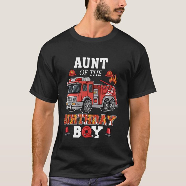 Camiseta Tia Do Bairthday Rapaz Bombeiro Par (Frente)