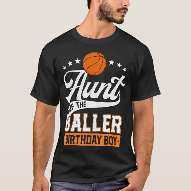 Camiseta Tia Do Baller Birthday Boy Basball Pensava (Frente)