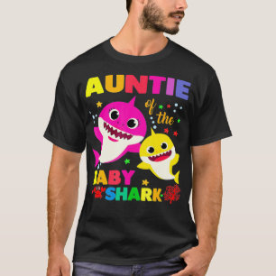 Camiseta Tia Do Bebê Tubarão De Aniversário Da Tia De An