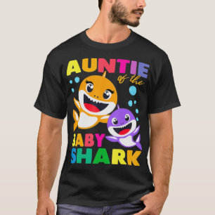 Camiseta Tia Do Bebê Tubarão De Aniversário Da Tia-Tia A
