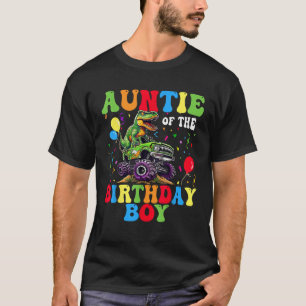 Camiseta Tia Do Garoto Dinossauro Monstro Do Aniversário