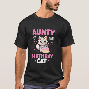 Camiseta Tia Do Gato De Aniversário Família Kitten Combinan