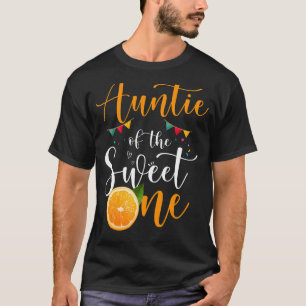 Camiseta Tia Do Laranja Da Família Doce De Um primeiro aniv