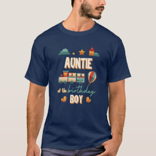 Camiseta Tia Do Menino De Aniversário Trem Tema Corresponde