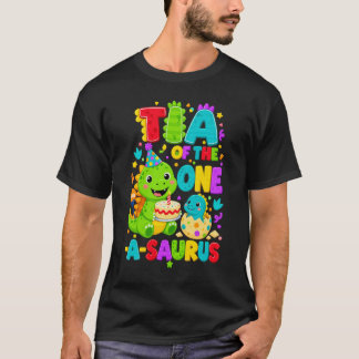 Camiseta Tia do Menino de Um Ano do T-Rex Dinossauro