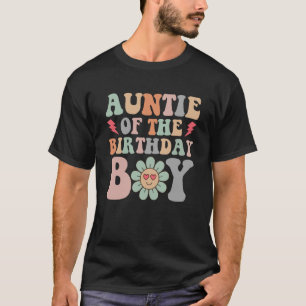 Camiseta Tia Do Menino Do Aniversário Primeiro Dia Das Mães