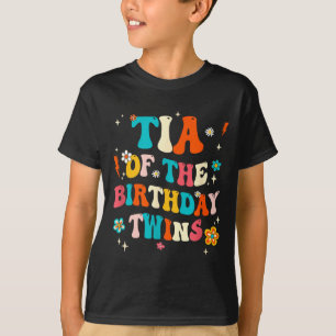 Camiseta Tia dos Gêmeos de Aniversário Meninos Meninas Fest