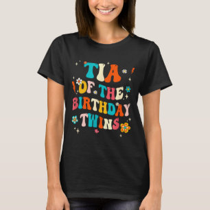 Camiseta Tia dos Gêmeos de Aniversário Meninos Meninas Fest