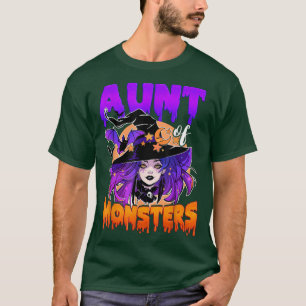 Camiseta Tia dos Monstros Bruxos Mágica Figurino de Hallowe