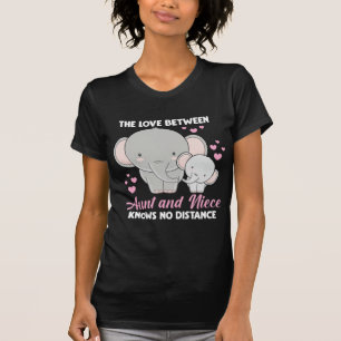 Camiseta Tia e sobrinha adoram corações elefantes da fam