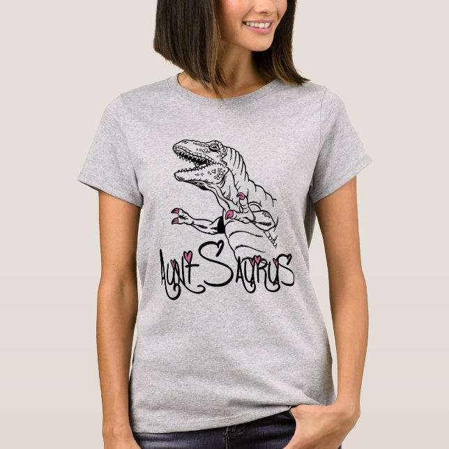 Camiseta Tia engraçada Saurus Dinossauro T-shirt Auntie (Frente)