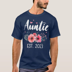 Camiseta Tia Est 2023 Floral promovida à tia 2023 Aun