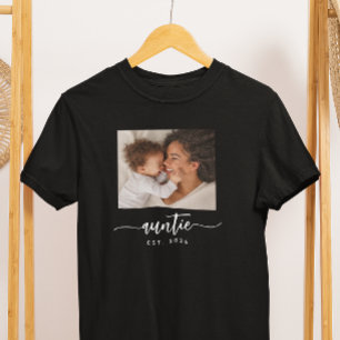 Camiseta Tia Estabelecida Letra Elegante Foto Preta