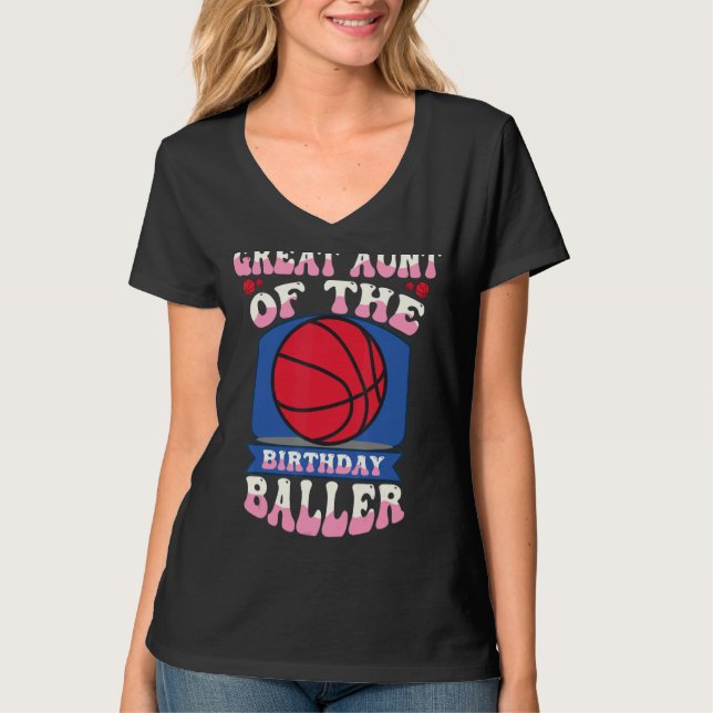 Camiseta Tia excelente Do Tema De Basquete De Aniversário (Frente)