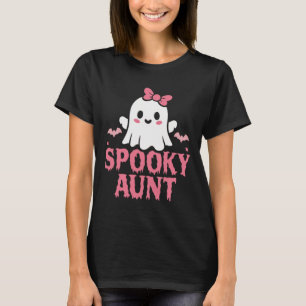 Camiseta Tia Família Bonita Branca Fantasma Boo Halloween