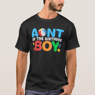 Camiseta Tia Festa Menino Crianças Bola de Praia Tema Festa