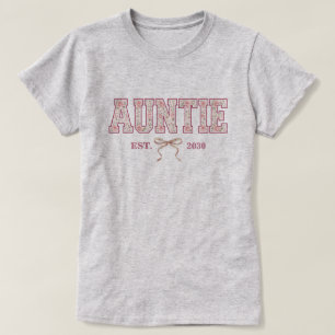Camiseta Tia Floral Letra da Universidade Coquete Laço Pers
