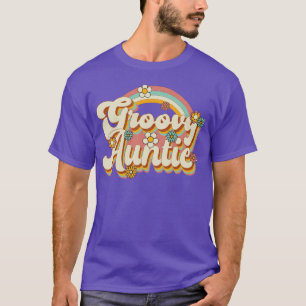 Camiseta Tia Groovy Retro Arco-íris e Flores dos anos 70 me