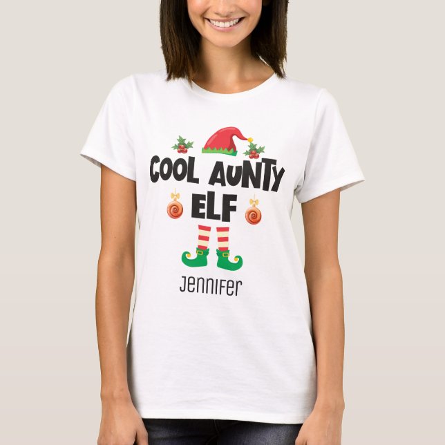 Camiseta tia legal elf família correspondente ao nome de na (Frente)