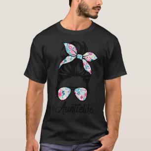 Camiseta Tia Life Messaging Hair Bun Dia de as mães