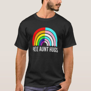 Camiseta Tia Livre Abraça O Gay Do Arco-Íris Bandeira Trans