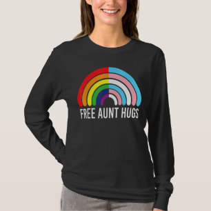 Camiseta Tia Livre Abraça O Gay Do Arco-Íris Bandeira Trans