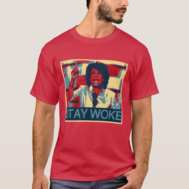 Camiseta Tia Maxine "Keep Woke" Anti-Trump Política (Frente)