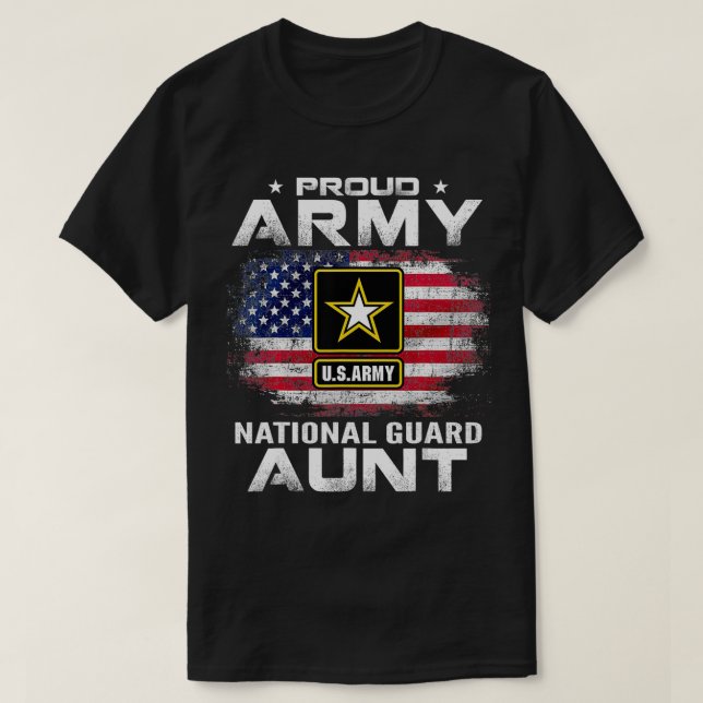 Camiseta Tia Nacional de Guarda do Exército Orgulhoso com B (Frente do Design)