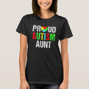 Camiseta Tia Orgulhosa Autismo Angustiado Coração Família C