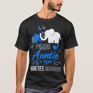 Camiseta Tia Orgulhosa De Um Guerreiro Da Diabetes Tipo 1 Q