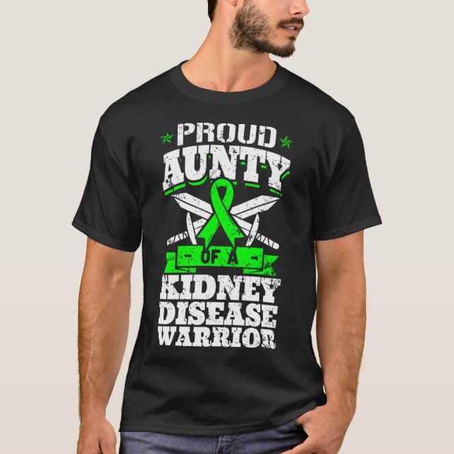 Camiseta Tia Orgulhosa De Um Guerreiro Da Doença Renal Rena (Frente)