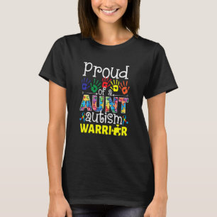 Camiseta Tia Orgulhosa De Um Guerreiro Do Autismo Conscient