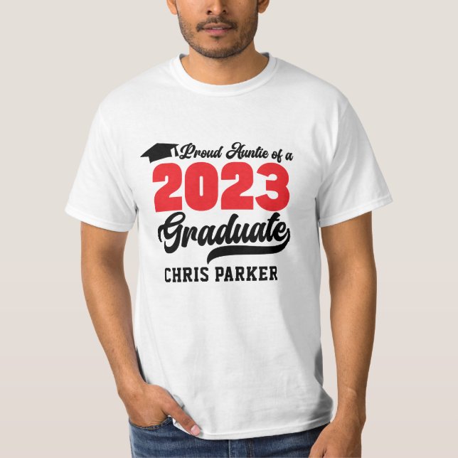 Camiseta Tia Orgulhosa de um Script Vermelho Moderno do For (Frente)