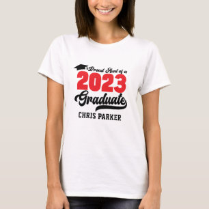 Camiseta Tia Orgulhosa de um script vermelho-preto de 2023 
