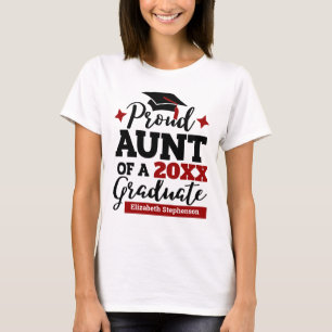 Camiseta Tia Orgulhosa de um tassel vermelho-formando 2022