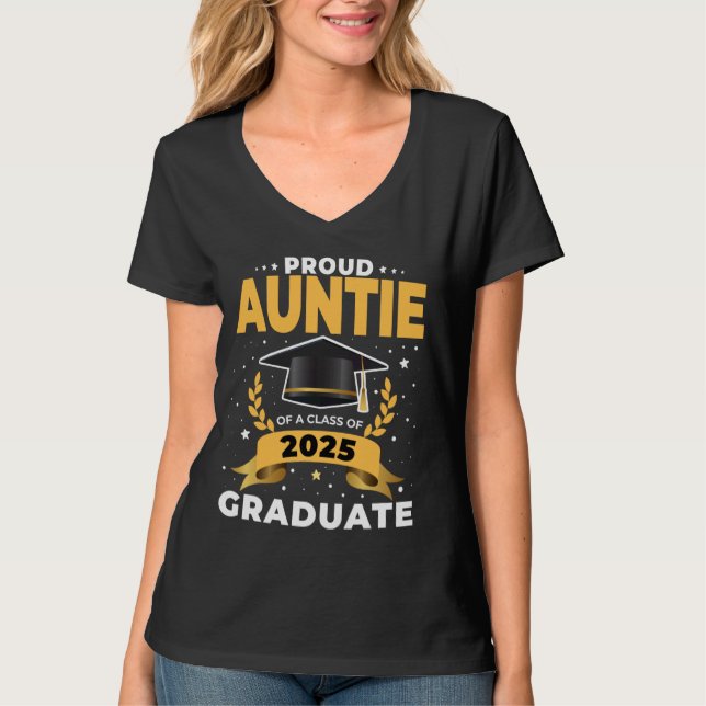 Camiseta Tia Orgulhosa De Uma Classe de Mais velho Gr 2025 (Frente)