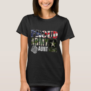 Camiseta Tia Orgulhosa do Exército Vintage Camuflada com Ba