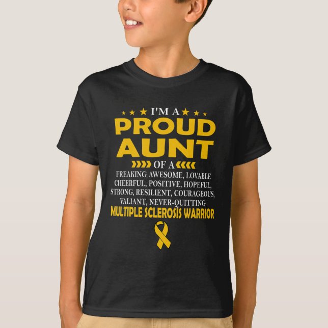 Camiseta Tia Orgulhosa Do Guerreiro Da Esclerose Múltipla T (Frente)