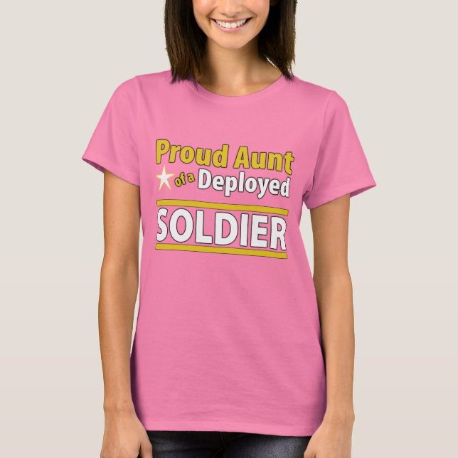 Camiseta Tia Orgulhosa Personalizada de um Soldado Implanta (Frente)