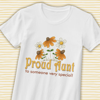 Camiseta Tia Orgulhosa Personalizada Flores Laranja